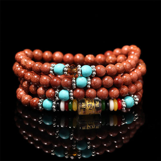 Goldstone 108 Mala Beads , Bracelet