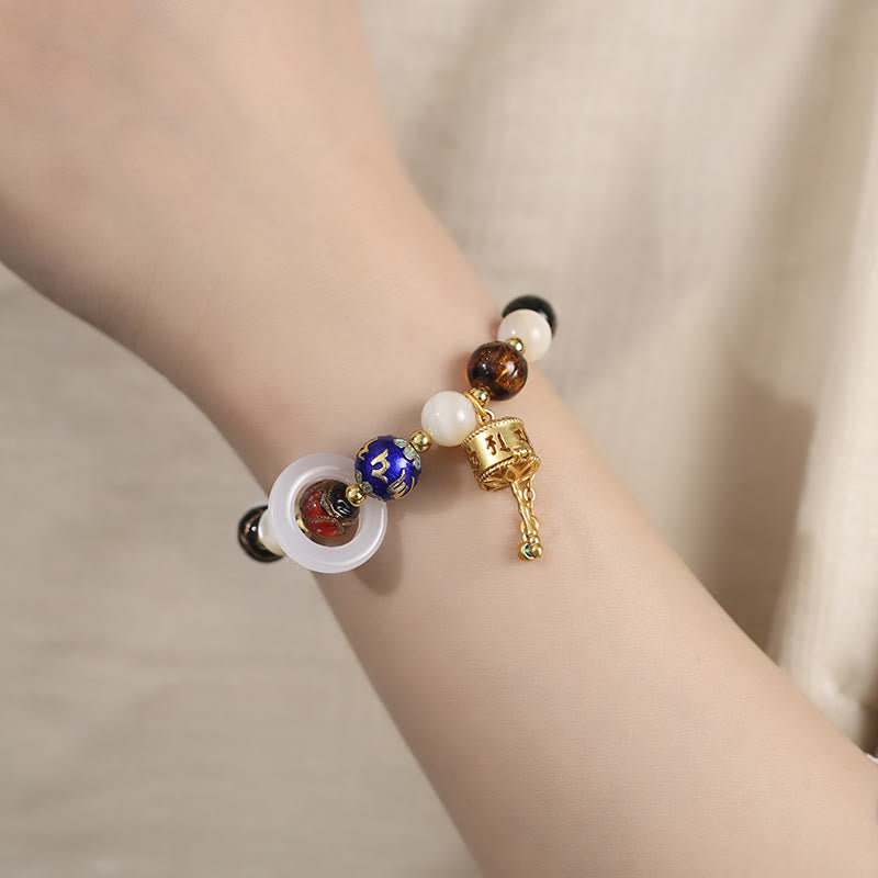 Incense Ash Liuli Glass, Tridacna Bracelet