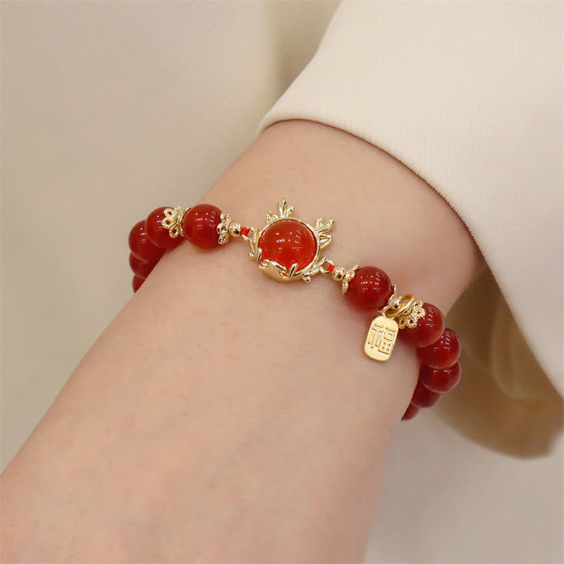 Year The Dragon Red Agate Bracelet