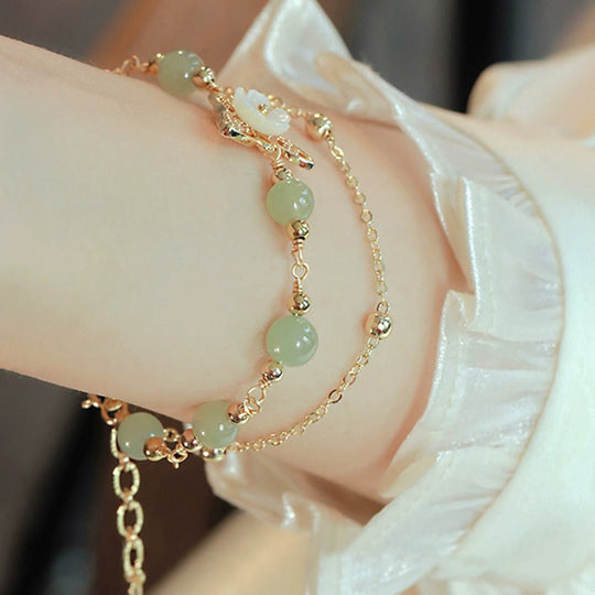 Double Layer Luck 14k Gold Bracelet