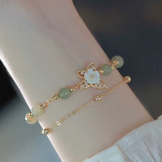 Double Layer Luck 14k Gold Bracelet