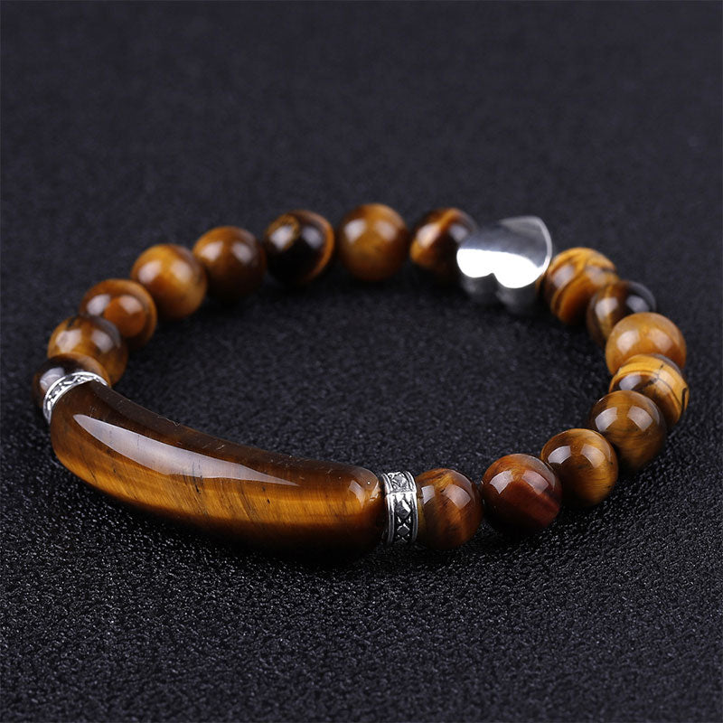Unisex Heart Natural Crystal Beads Bracelet