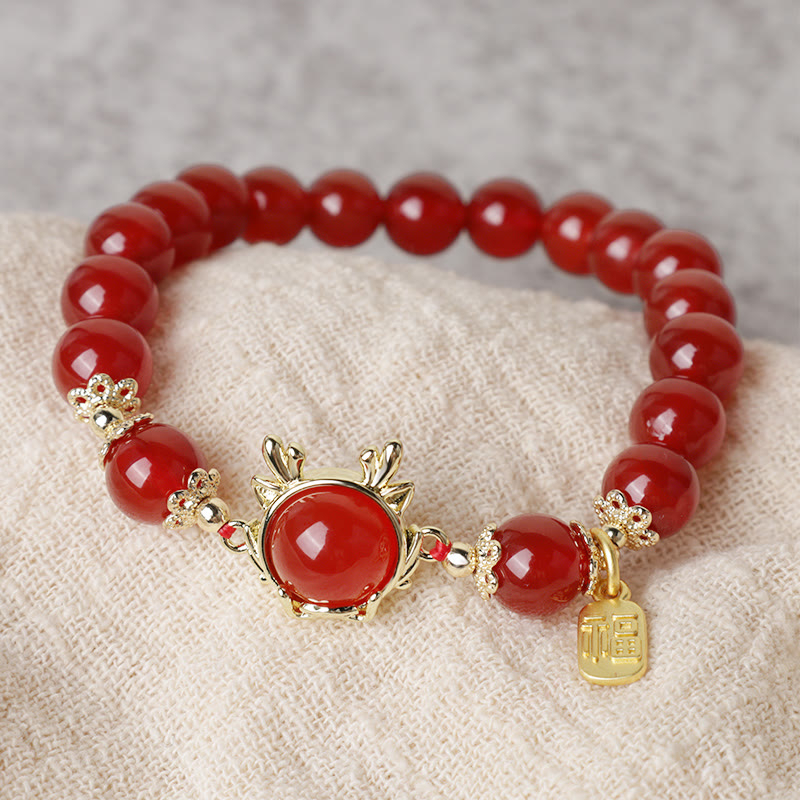 Year The Dragon Red Agate Bracelet
